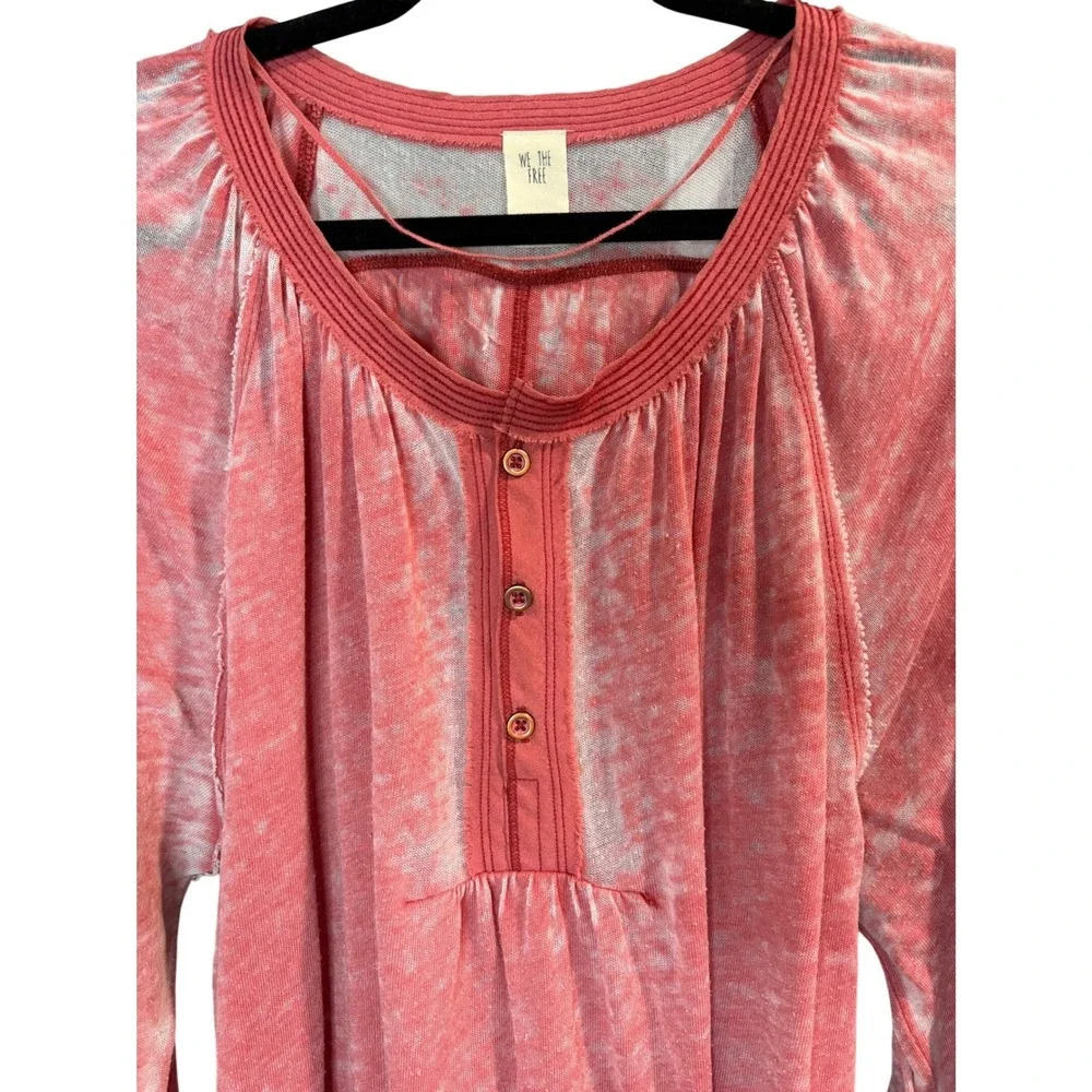 Free People Long Sleeve Henley Top in Dusty Rose